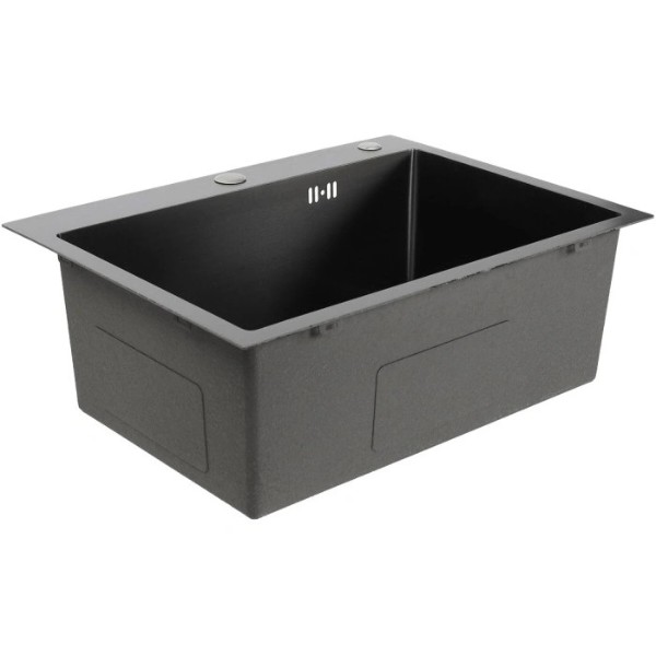 Фото - Мийка кухонна VALESO Handmade PVD чорна BLACK GLASS 60x45